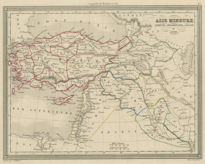 Antique Map of Asia Minor, Armenia, Mesopotamia, Assyria and Syria, circa 1845