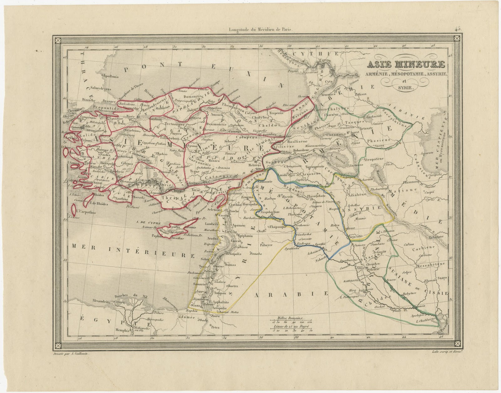 Antique Map of Asia Minor, Armenia, Mesopotamia, Assyria and Syria, circa 1845