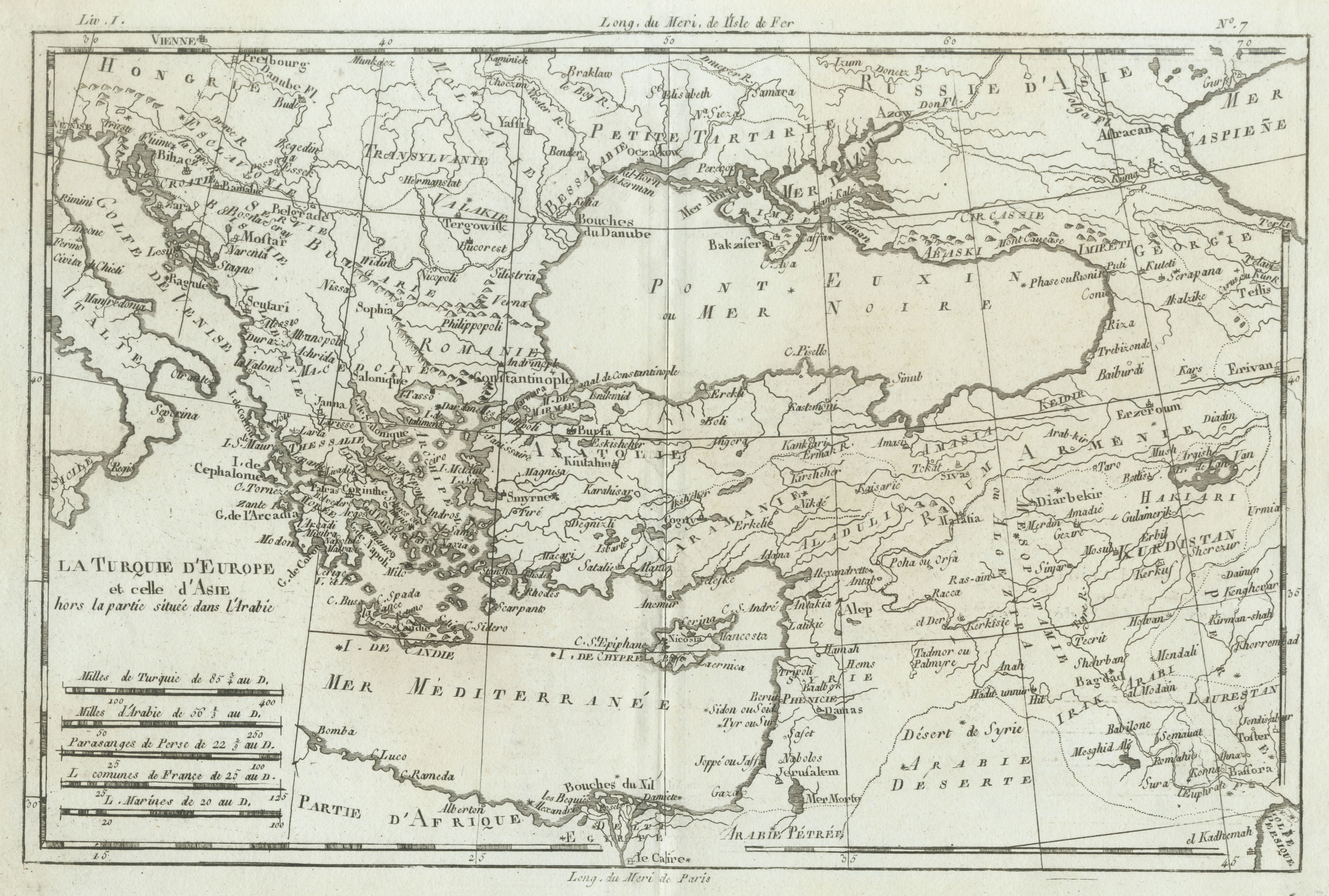 Antique Map of the Ottoman Empire in Europe and Asia by Bonne, circa 1780