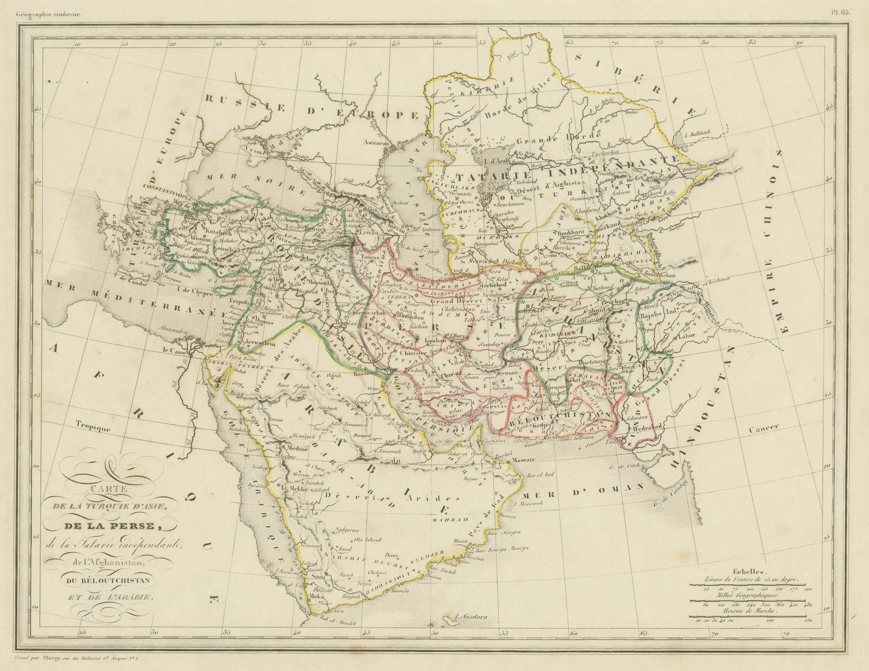 Antique Map of Turkey in Asia, Persia and Afghanistan by Malte Brun, c. 1830