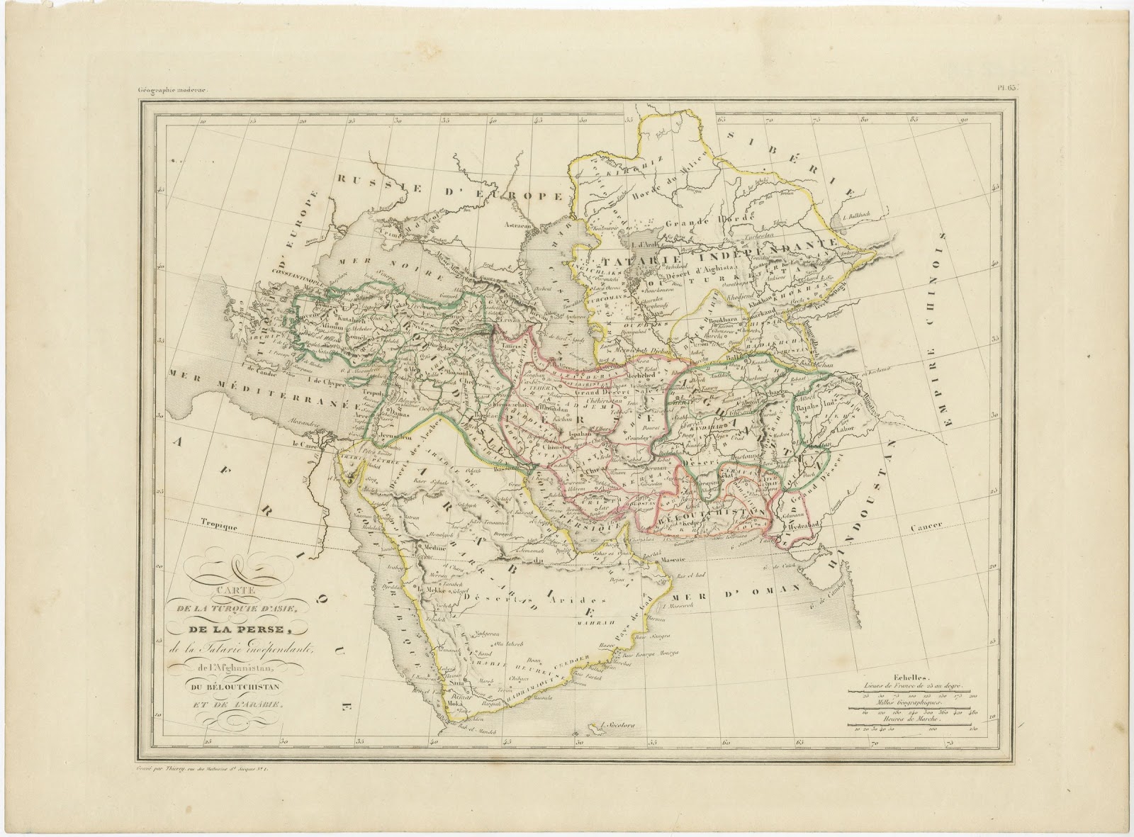 Antique Map of Turkey in Asia, Persia, Afghanistan and Arabia by Malte Brun