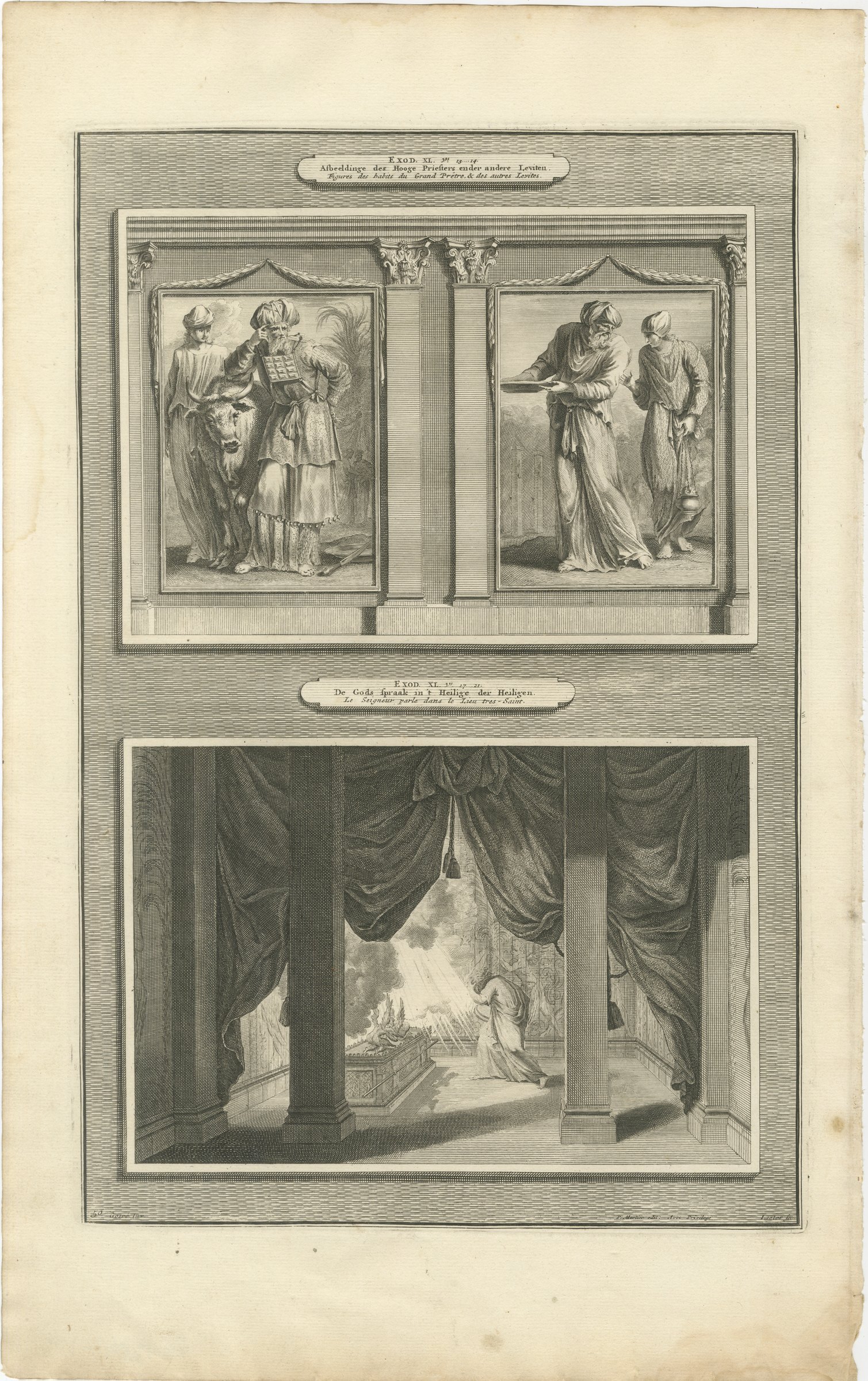 High Priest and Levites and God Speaks in the Holy of Holies, Mortier circa 1700