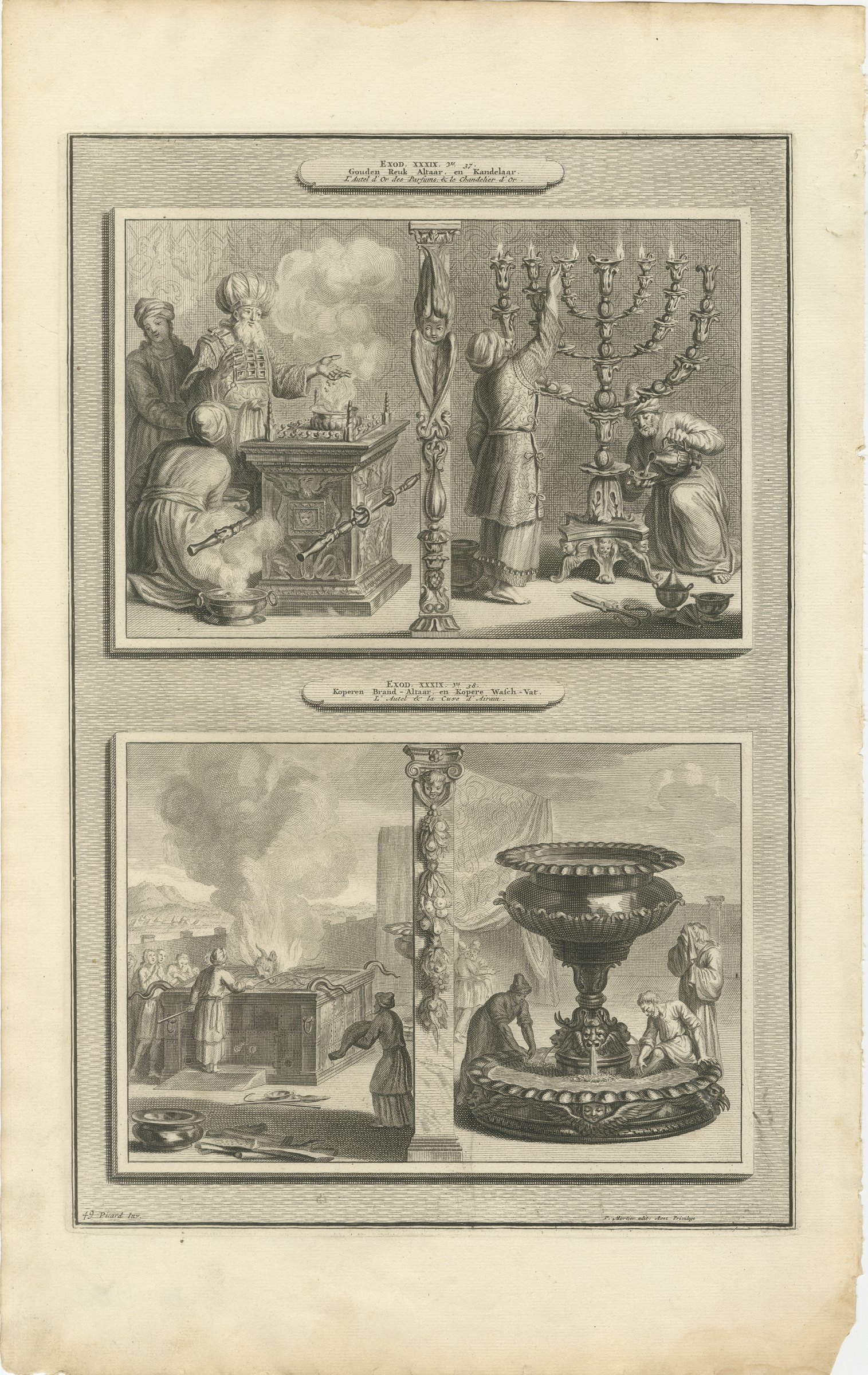 Tabernacle Altars, Golden Candlestick and Brazen Laver, Mortier circa 1700