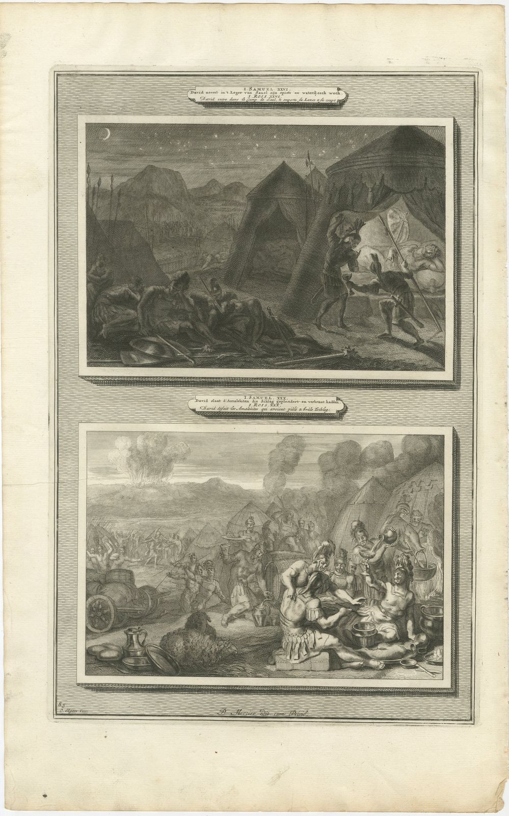 David Takes Saul's Spear and Defeats the Amalekites, Mortier circa 1700