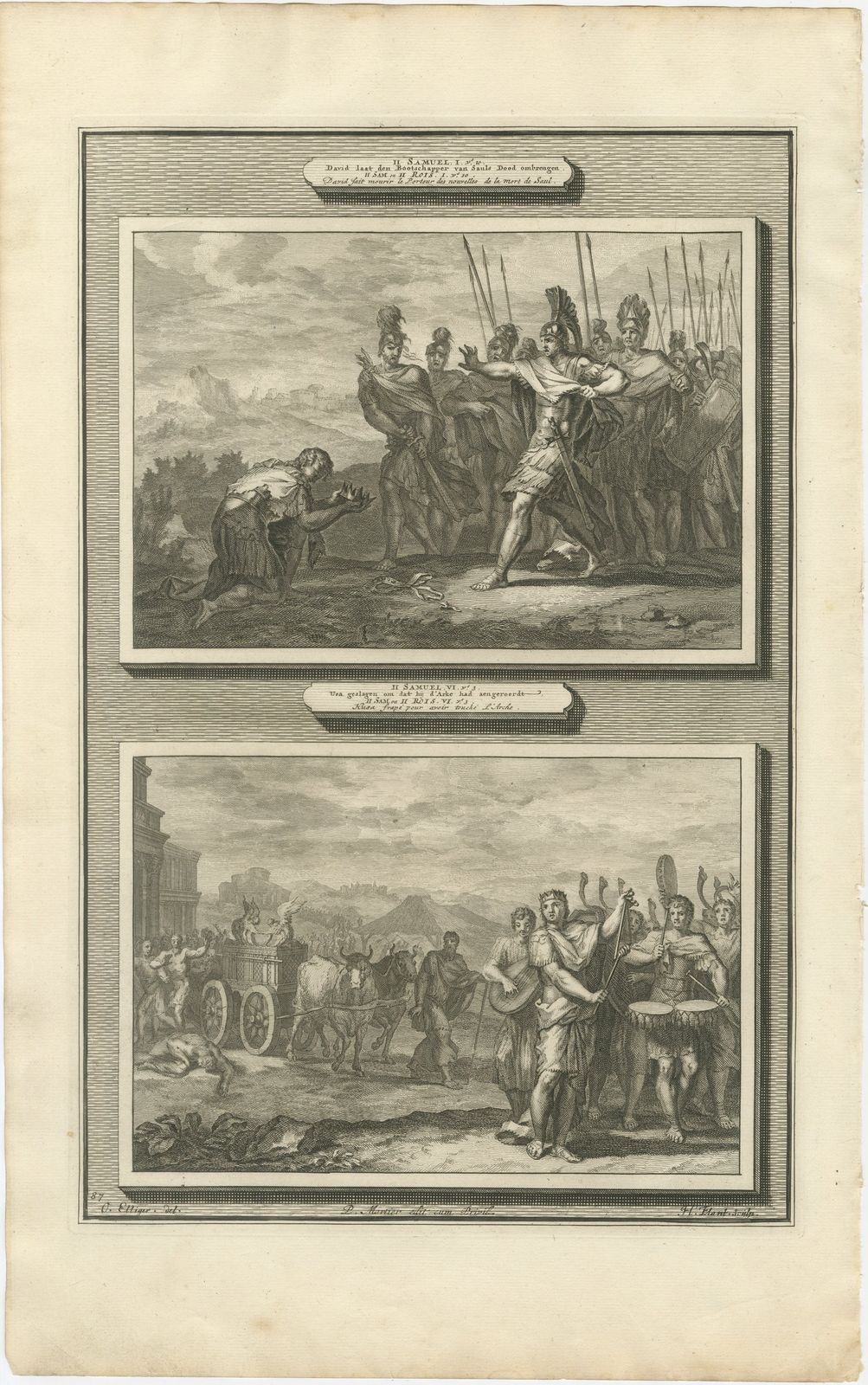 Death of the Amalekite Messenger and Uzzah Struck Down, Mortier circa 1700