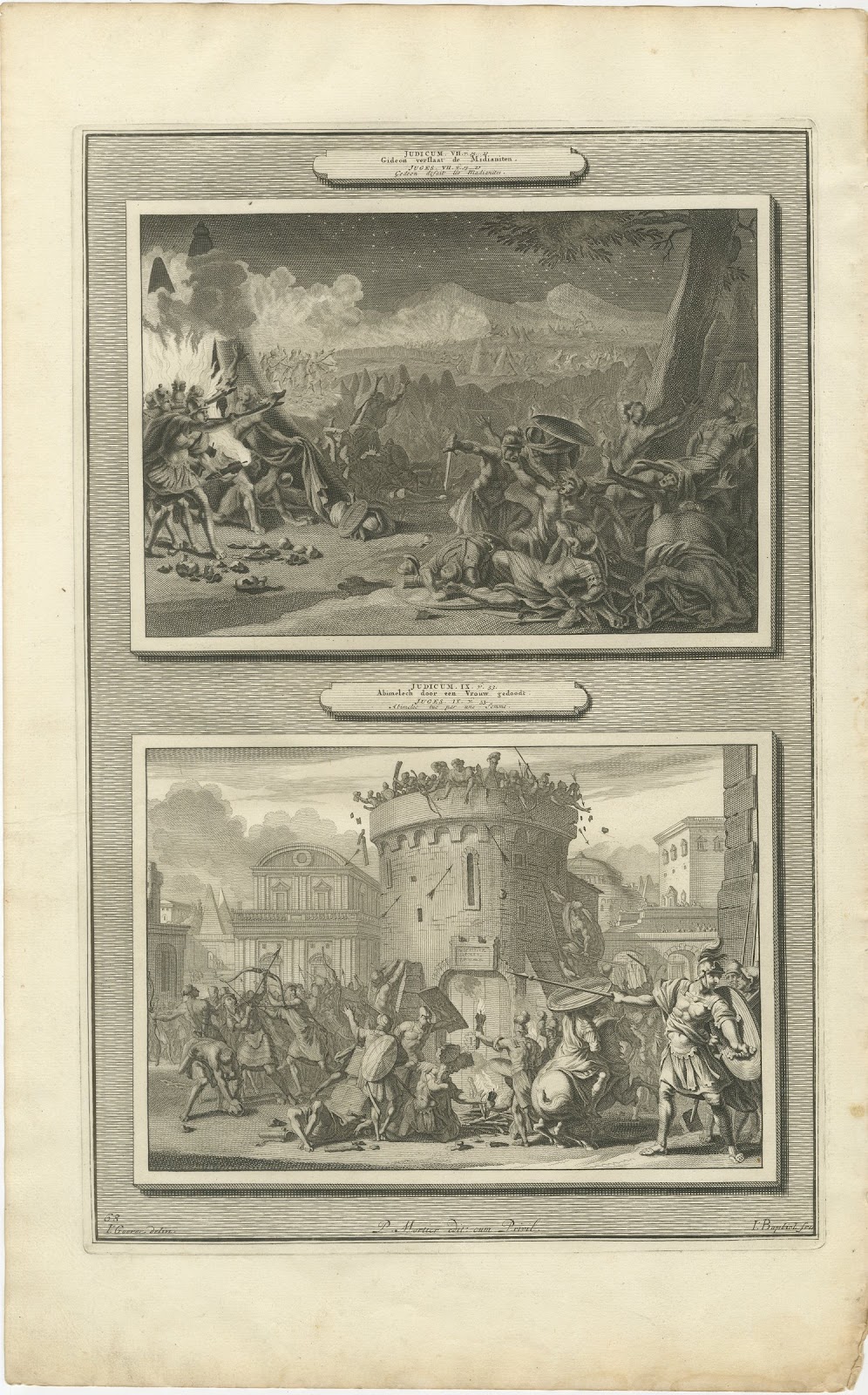 Gideon Defeats the Midianites and the Death of Abimelech, Mortier circa 1700