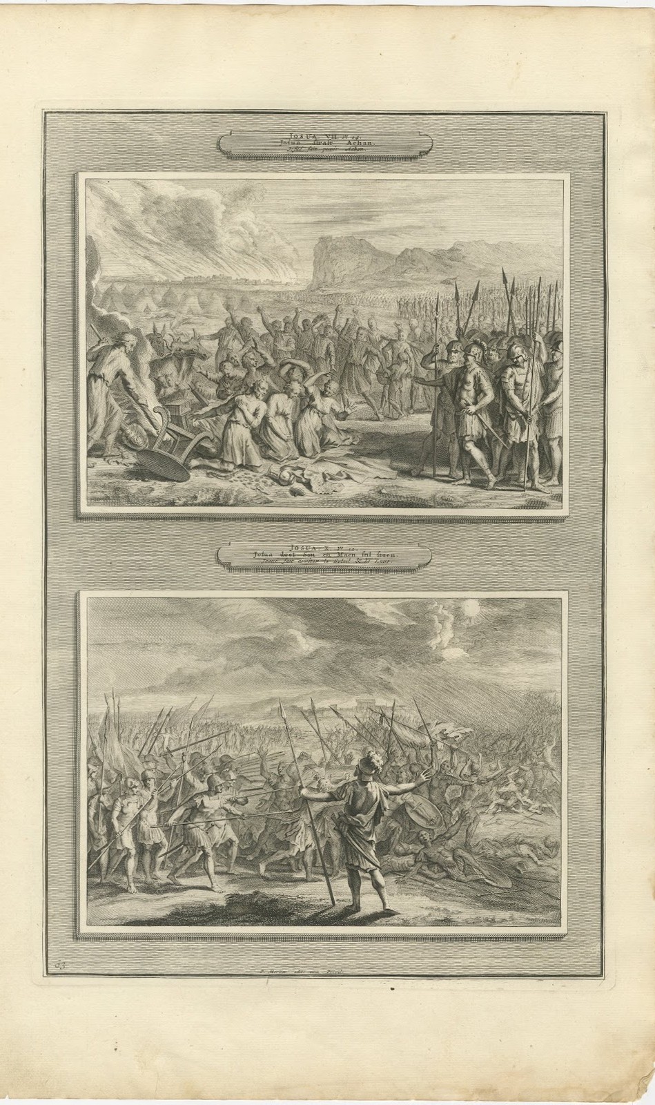 Achan Punished and Joshua Commands the Sun to Stand Still, Mortier circa 1700