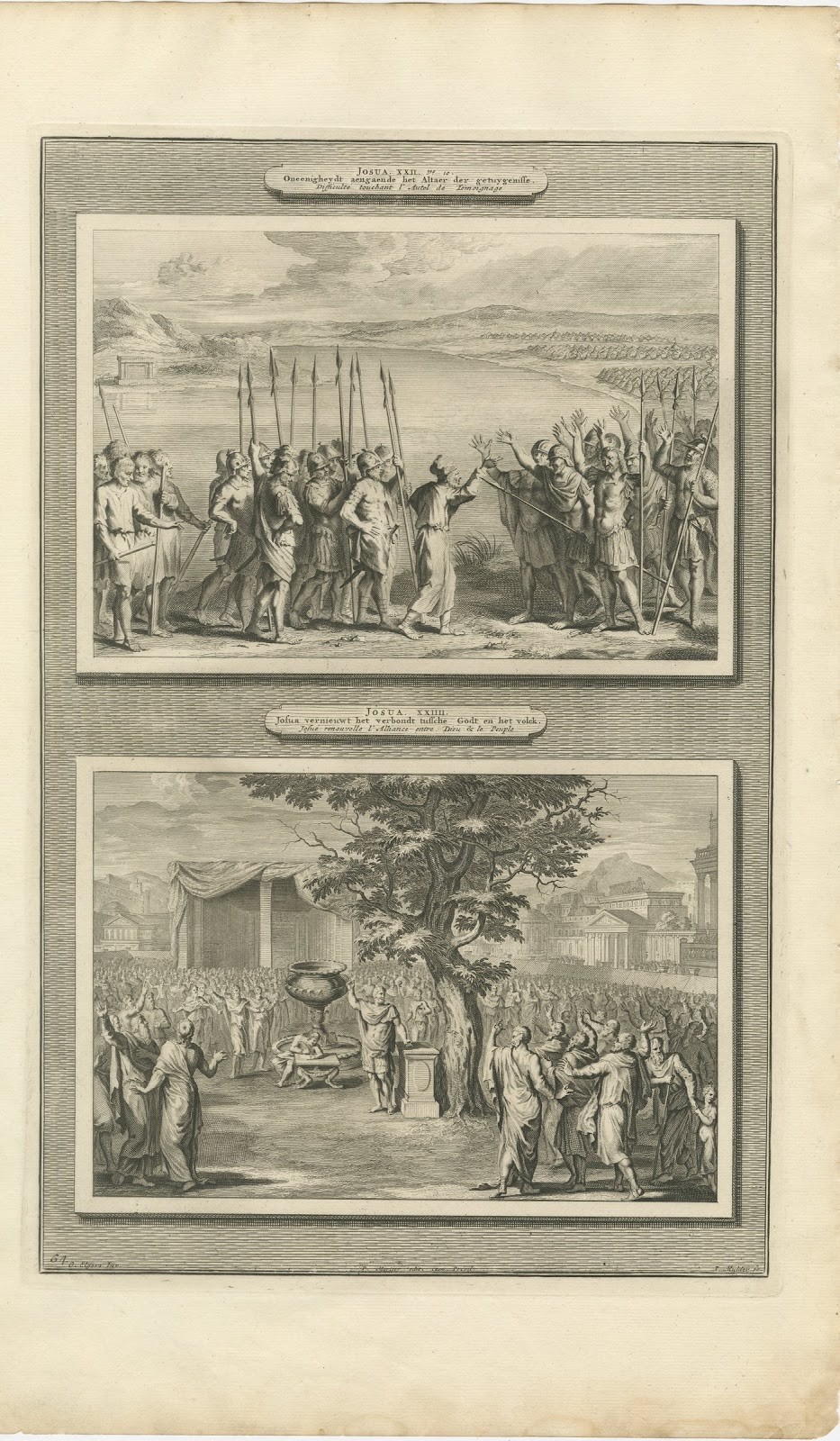 The Altar of Witness and Joshua Renews the Covenant, Mortier Bible circa 1700