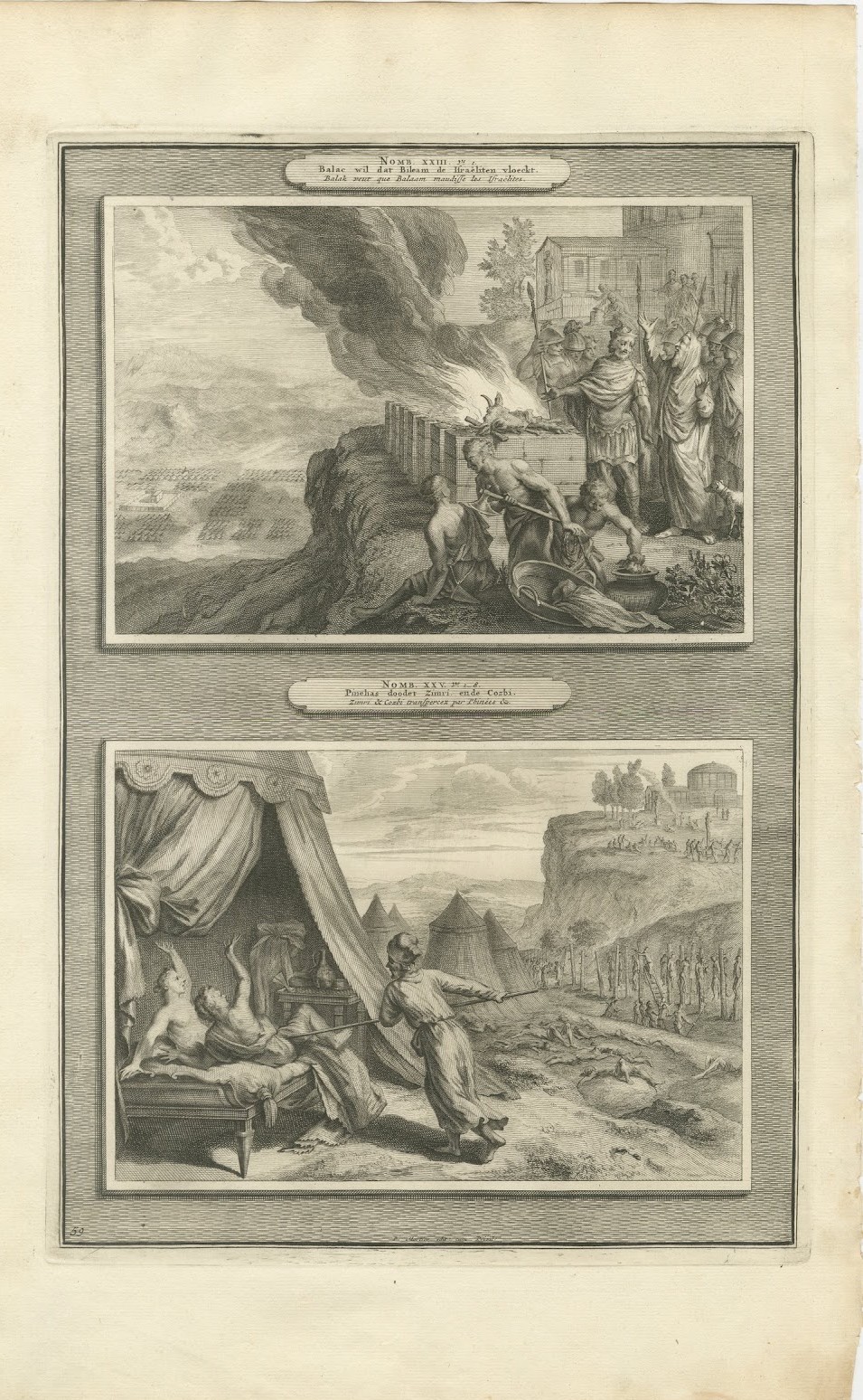 Balak and Balaam at the Altars and the Zeal of Phinehas, Mortier circa 1700