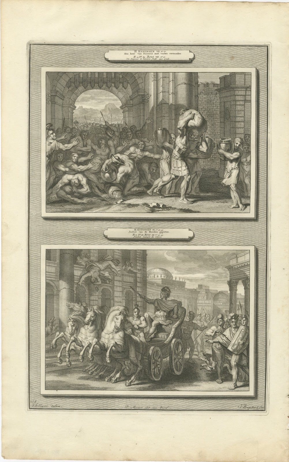 A Lord Trampled at Samaria and the Death of Jezebel, Pieter Mortier, circa 1700
