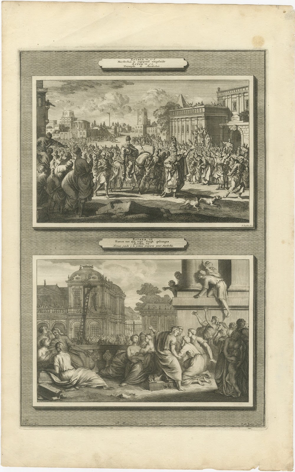 Triumph of Mordecai and Haman Hanged on His Own Gallows, Mortier, circa 1700