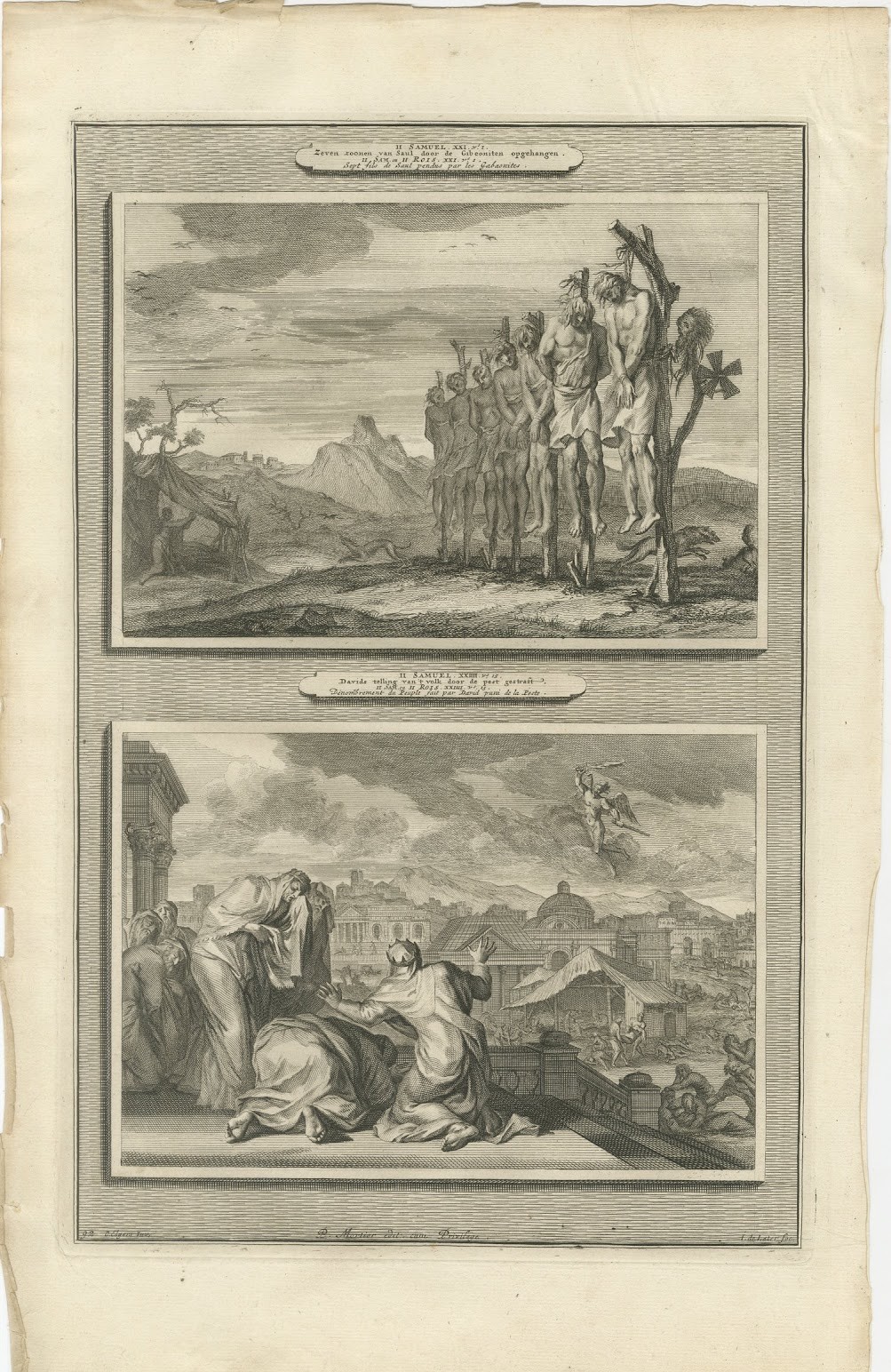 Sons of Saul Hanged and the Plague after David's Census, Mortier, circa 1700
