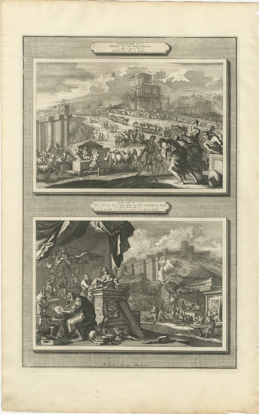 Building of Solomon's Temple and Its Golden Altar, Pieter Mortier, circa 1700
