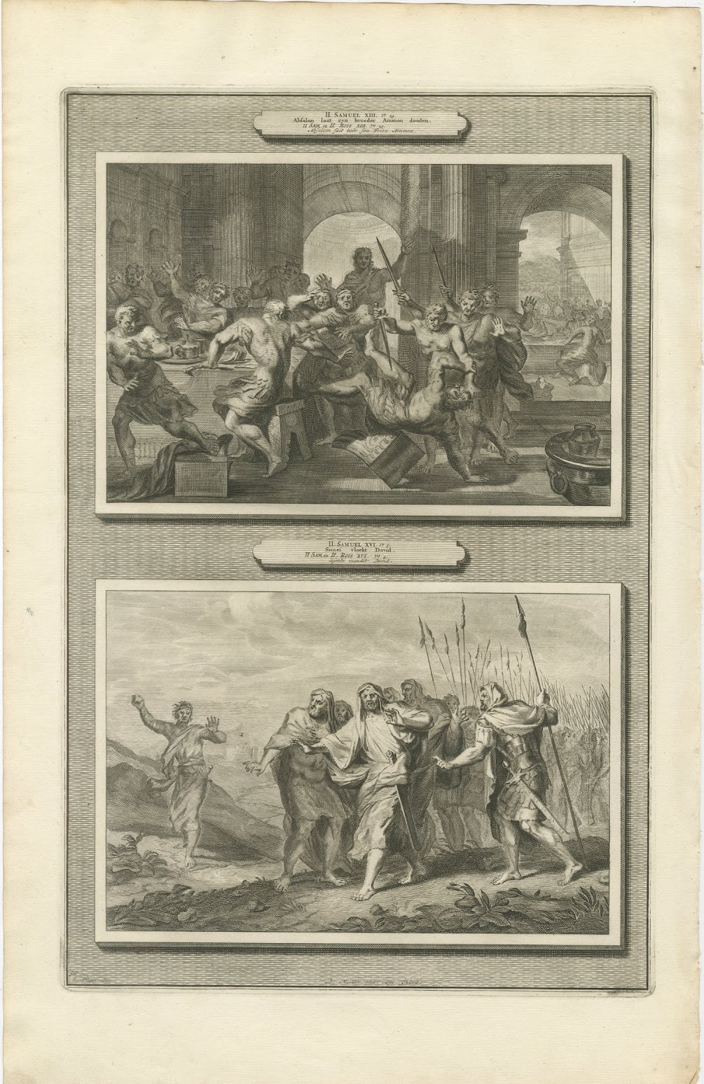 Absalom Has Amnon Killed and Shimei Curses David, Pieter Mortier, circa 1700