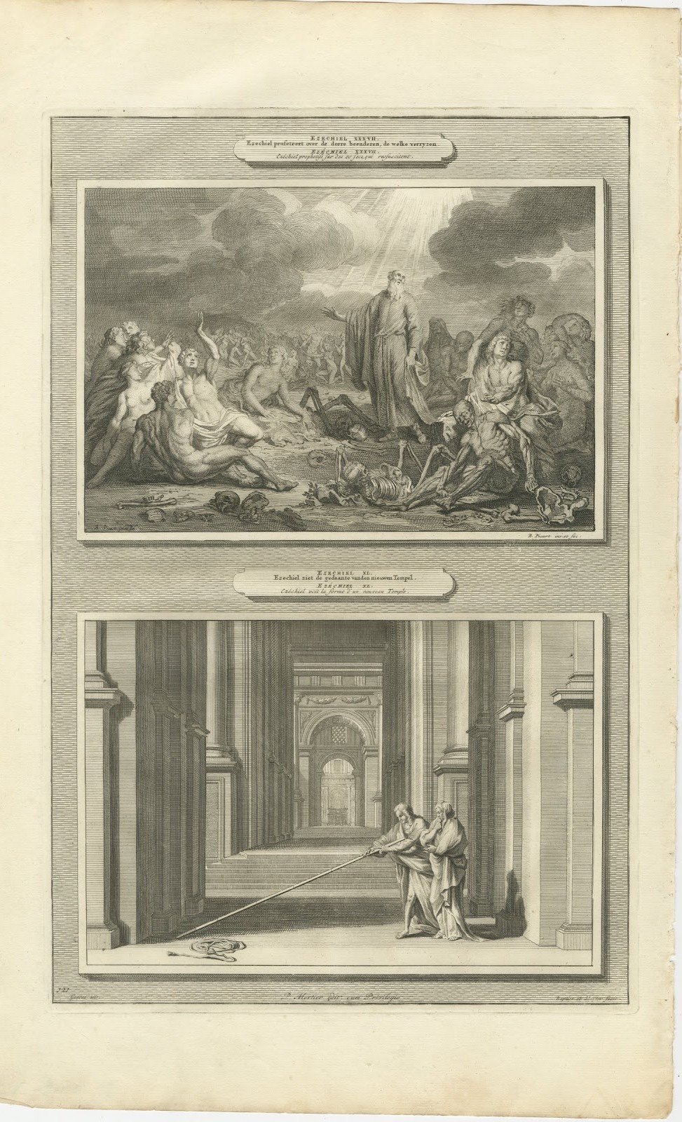 Ezekiel in the Valley of Dry Bones and the New Temple, Mortier, circa 1700