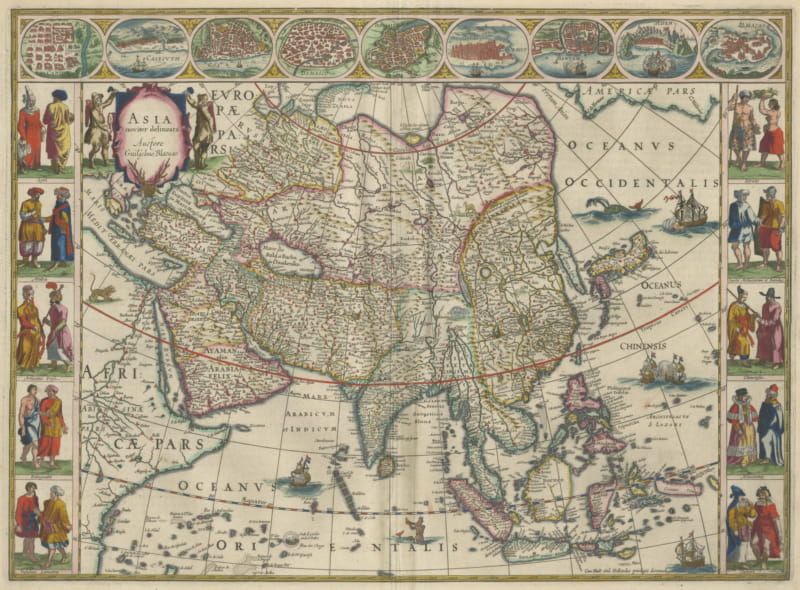 Antique Blaeu Map of Asia, Arabia Felix and the East Indies, 1642