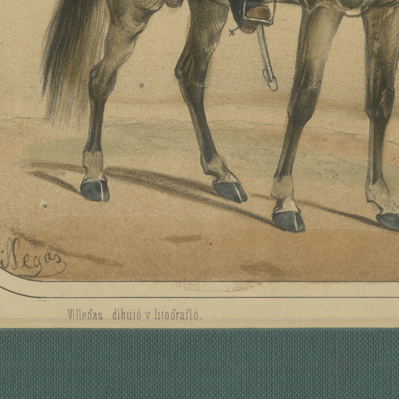 Spanish Cavalry Lithograph by José Rubio y Villegas: Cuirassier and Lancer, 1861, view 6