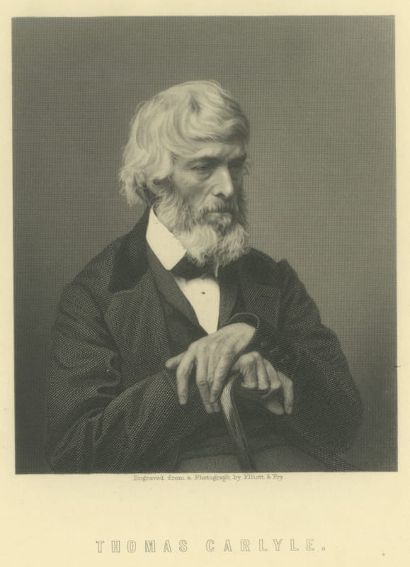 Thomas Carlyle, Scottish Historian and Philosopher, Antique Engraved Portrait, circa 1870