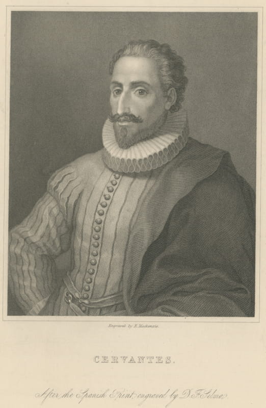 Miguel de Cervantes, Author of Don Quixote, Antique Engraved Portrait, circa 1835