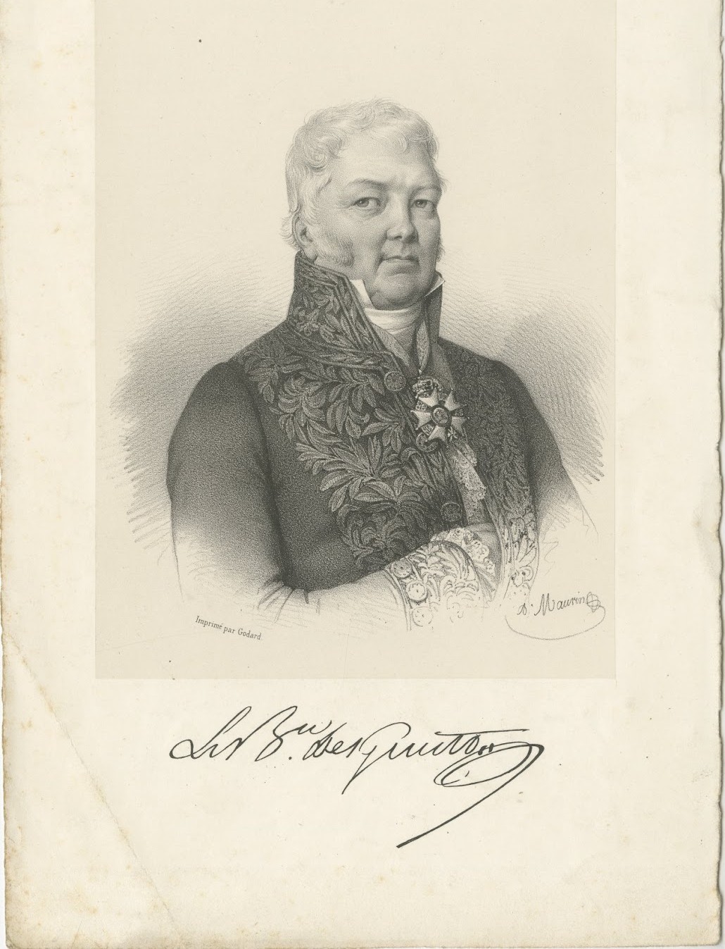 Baron Desgenettes, French Military Physician, Antique Lithograph, circa 1830