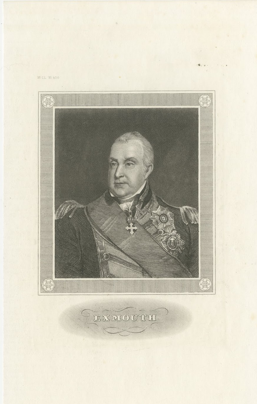 Edward Pellew, British Royal Navy Admiral, Antique Engraved Portrait