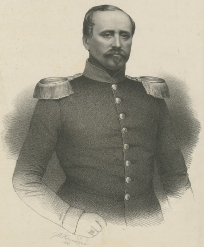 Unknown Military Officer in Uniform, Original Antique Lithograph, 1870