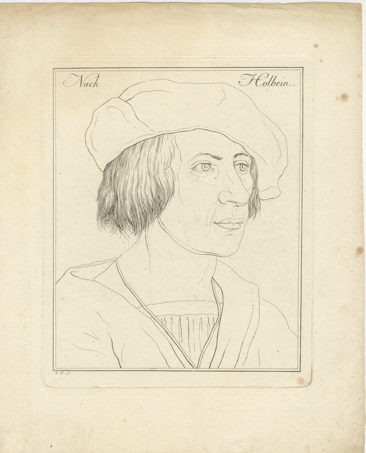 Unknown Gentleman after Hans Holbein, Original Antique Engraving, circa 1800