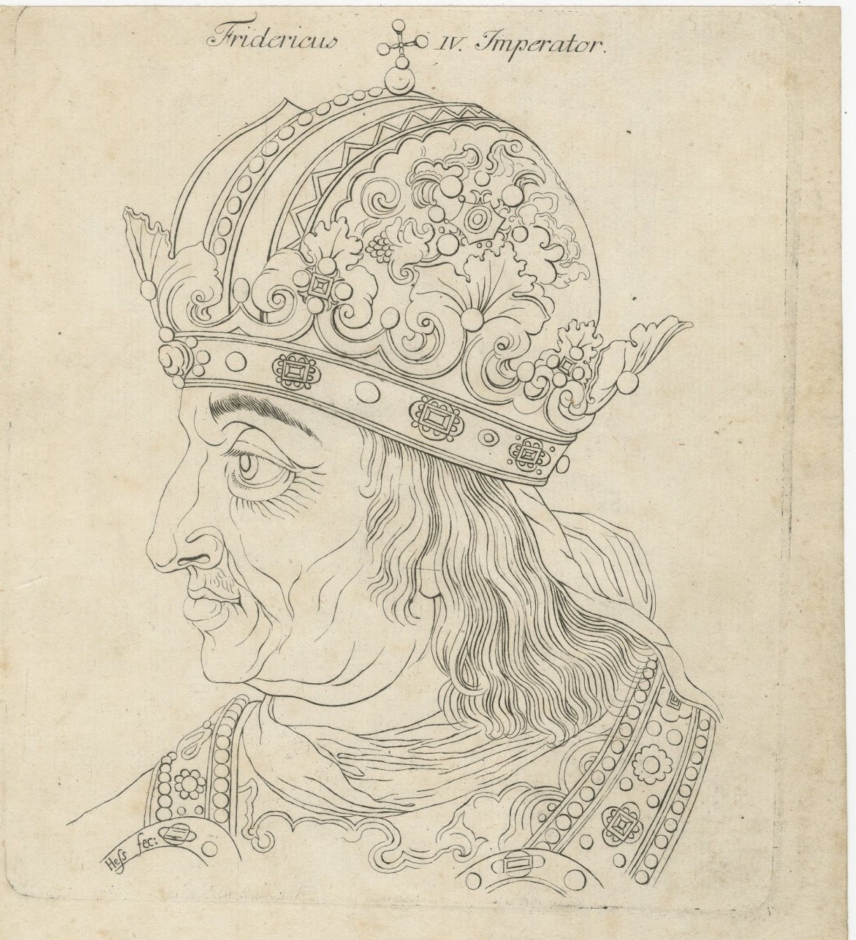 Fridericus IV, Holy Roman Emperor, Original Antique Engraving, circa 1800