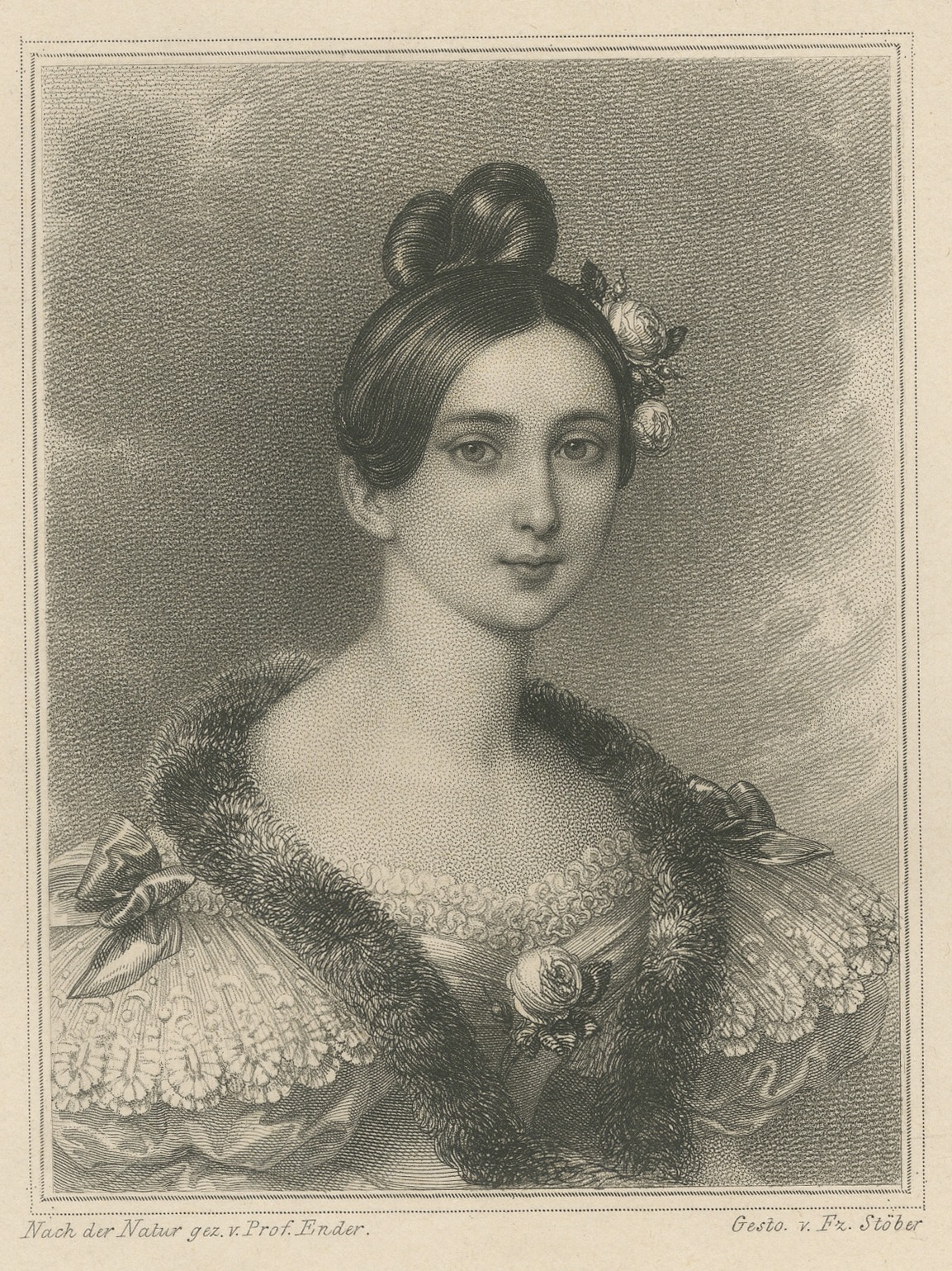 Therese, Archduchess of Austria, Engraving after Ender by Stöber, circa 1836
