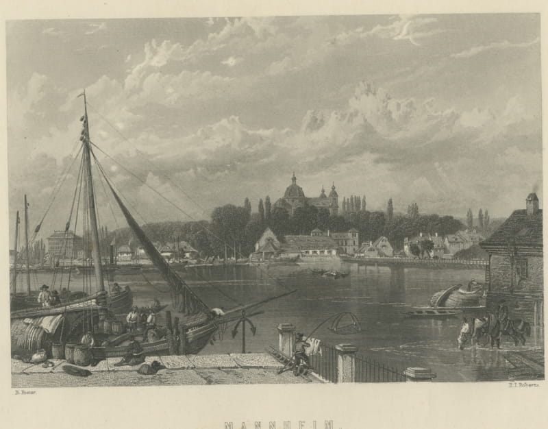 Mannheim, Germany, after Birket Foster, Steel Engraving, circa 1865