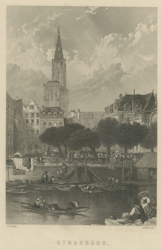Strasburg Cathedral, Alsace, Steel Engraving after B. Foster, circa 1865