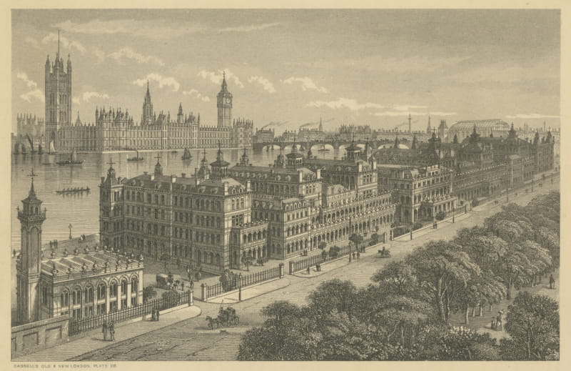 Saint Thomas' Hospital, Lambeth, Victorian London, Antique Engraving, circa 1880