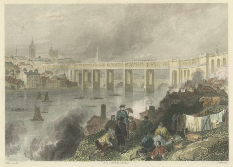 Newcastle from the South West, Engraving after W. Harvey, Charles Knight, 1849