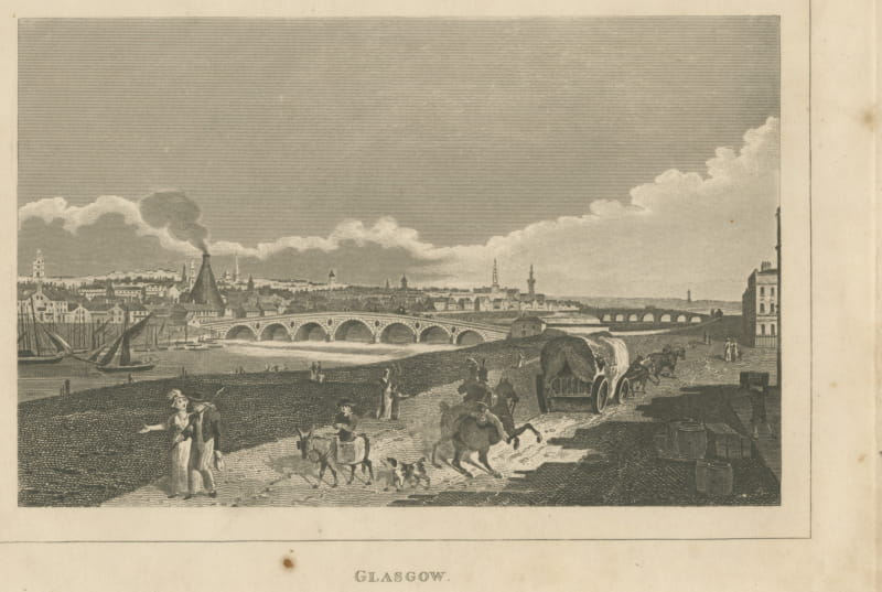 Glasgow and the River Clyde, Engraving Published by Thomas Kelly, London, 1817