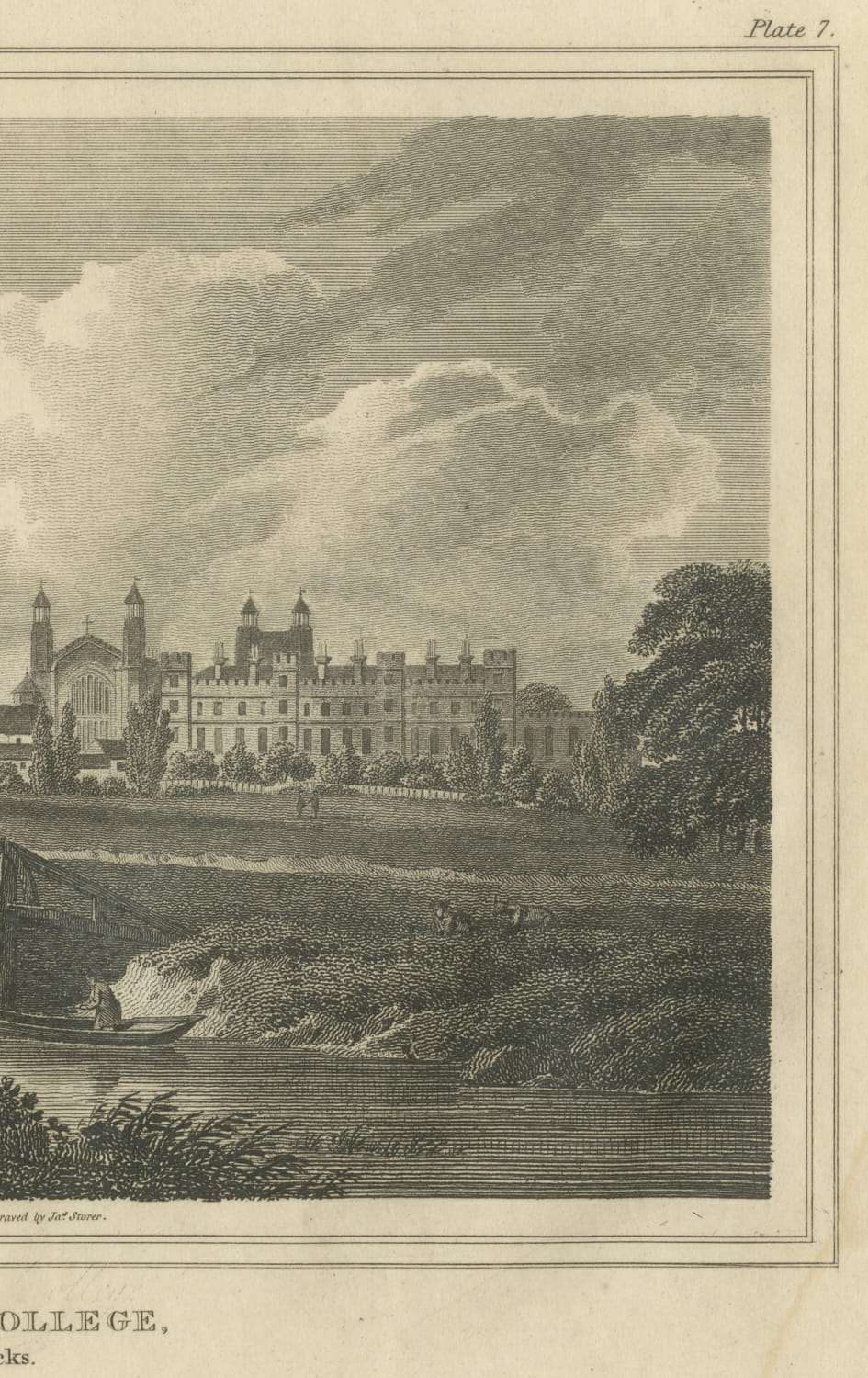 Eton College, Bucks, Engraved by James Storer after I. Powell, 1818