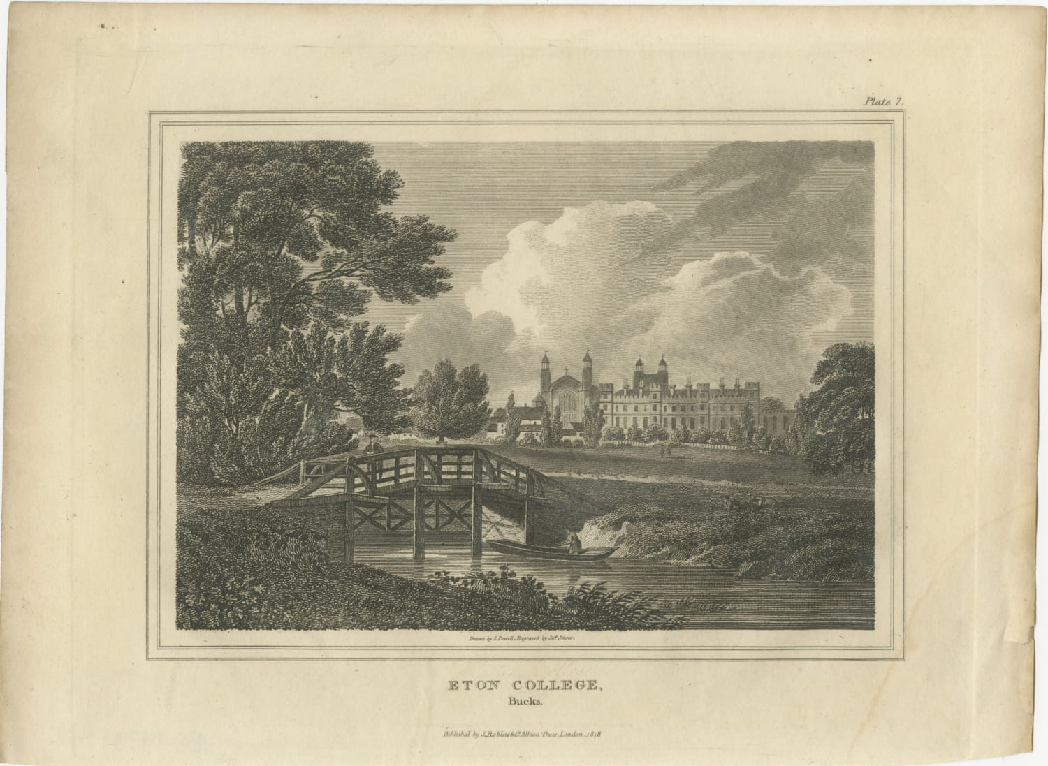 Eton College, Bucks, Engraved by James Storer after I. Powell, 1818