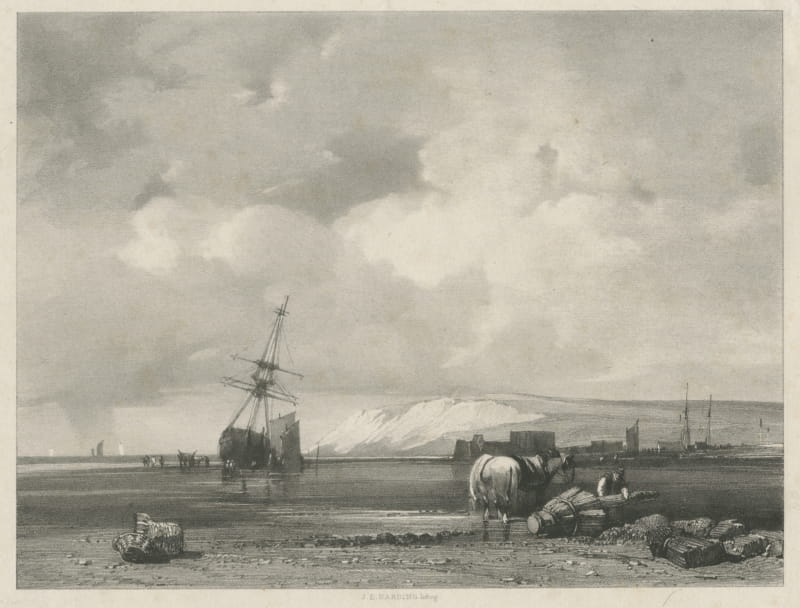 Coast of Picardy Seascape, after Bonington, Antique Lithograph, circa 1830