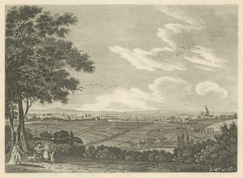 Rome with the Dome of Saint Peter's, Engraving Published by Thomas Kelly, 1816
