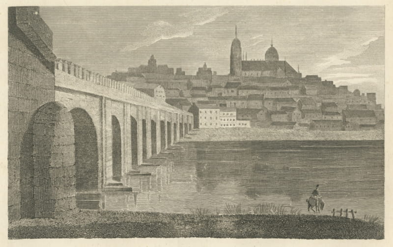 The Bridge at Salamanca, Spain, Peninsular War, Antique Engraving, 1817