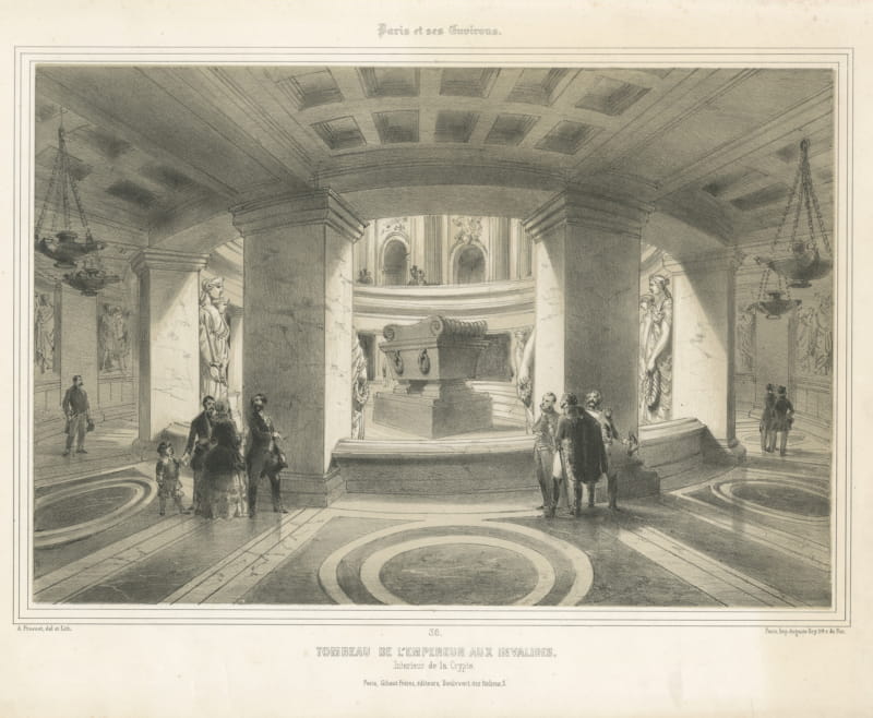 Tomb of Napoleon, Les Invalides, Paris, Antique Lithograph, circa 1861