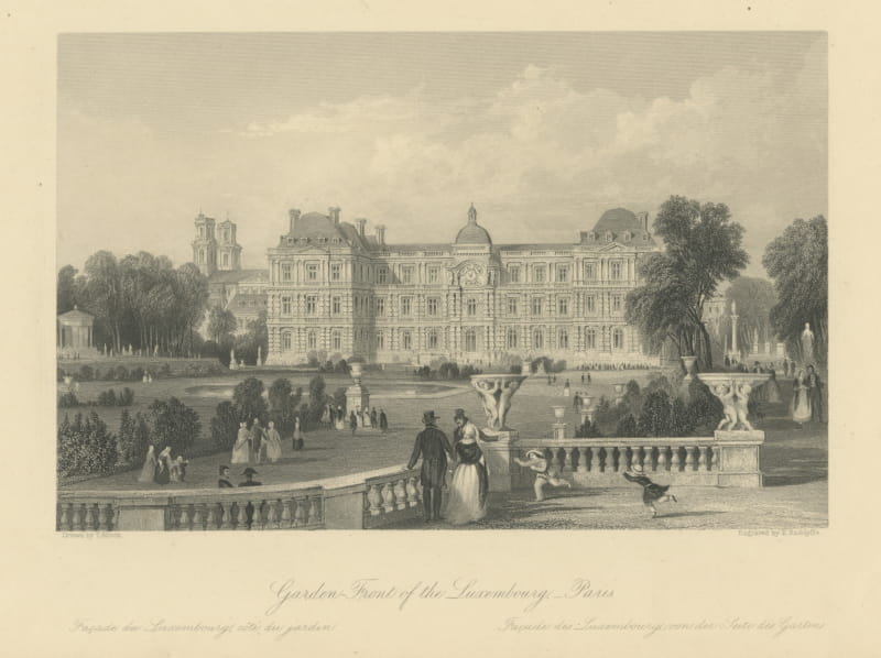 Luxembourg Palace Garden Front, Paris, Engraving after Thomas Allom, c. 1845