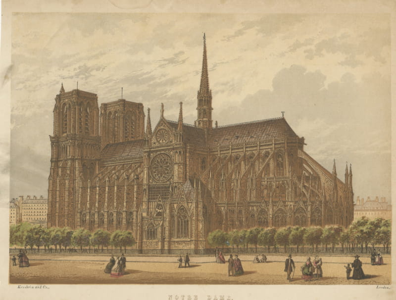 Notre Dame, Paris, Antique Print by Kronheim and Co., circa 1865