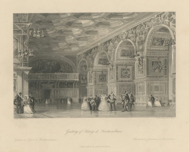 Gallery of Henry II, Fontainebleau, Steel Engraving after Thomas Allom, c. 1845
