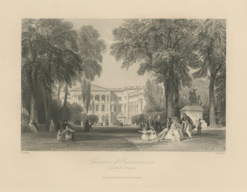 Chamber of Representatives, Brussels, Steel Engraving after T. Allom, c. 1850