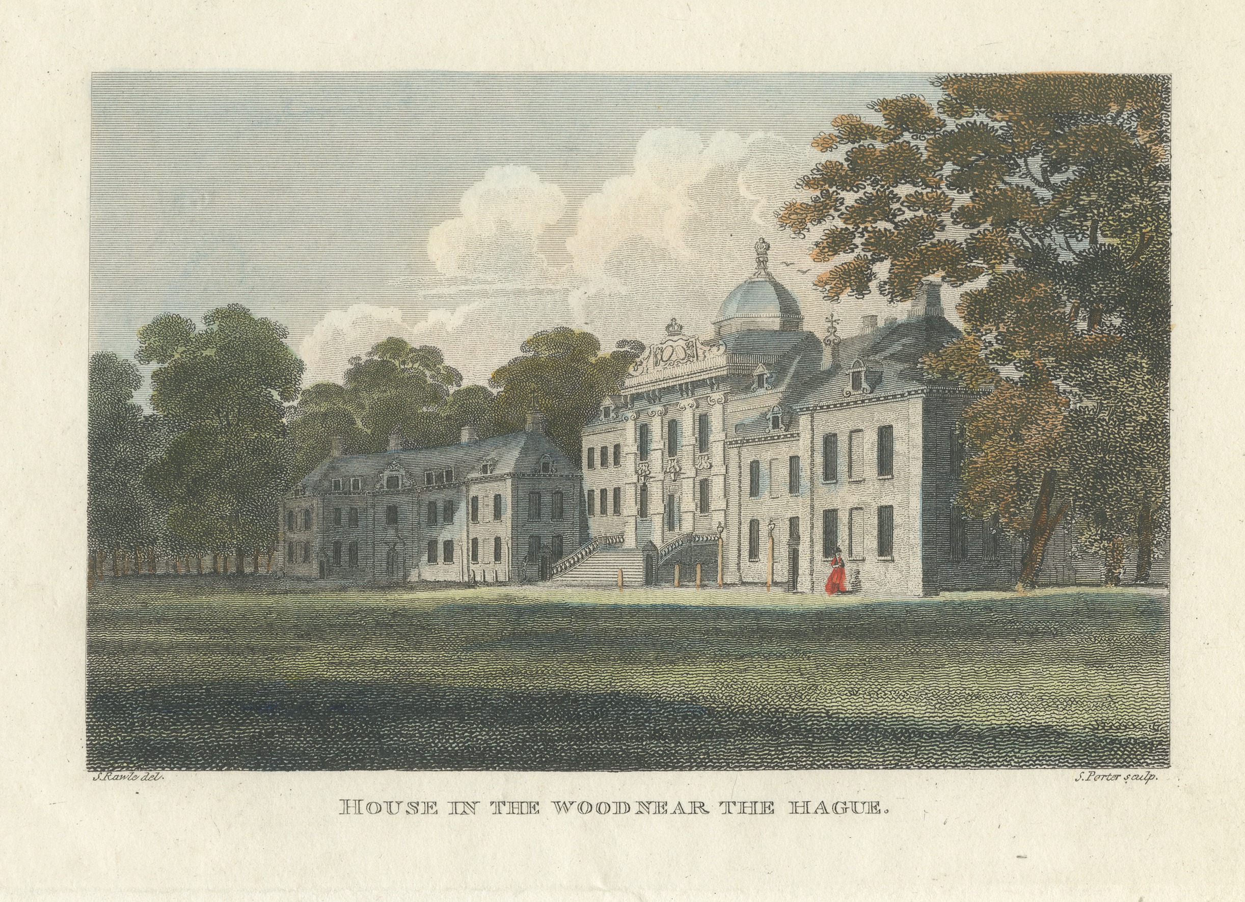 Huis ten Bosch near The Hague, Hand Colored Engraving by S. Porter, c. 1810