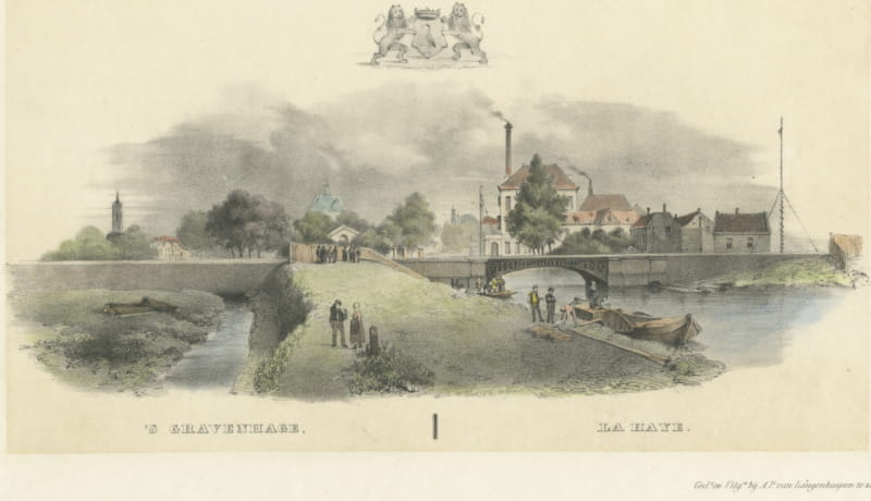 's Gravenhage, The Hague, Antique Lithograph, van Langenhuijsen, circa 1850