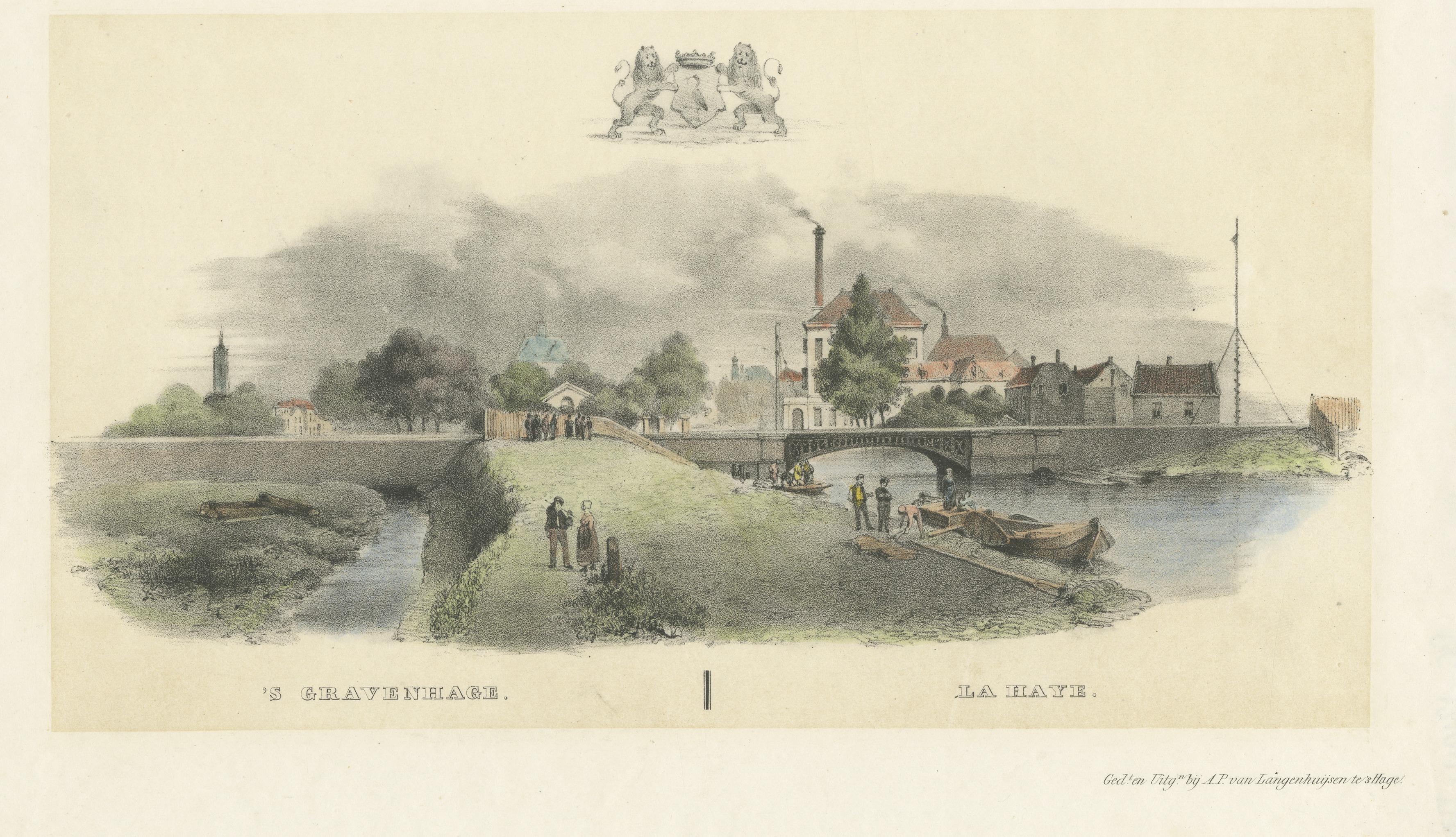 's Gravenhage, The Hague, Antique Lithograph, van Langenhuijsen, circa 1850