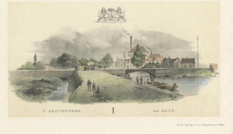 's Gravenhage, The Hague, Antique Lithograph, van Langenhuijsen, circa 1850