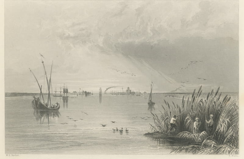 Sulina, Mouth of the Danube after W.H. Bartlett, Steel Engraving, circa 1844