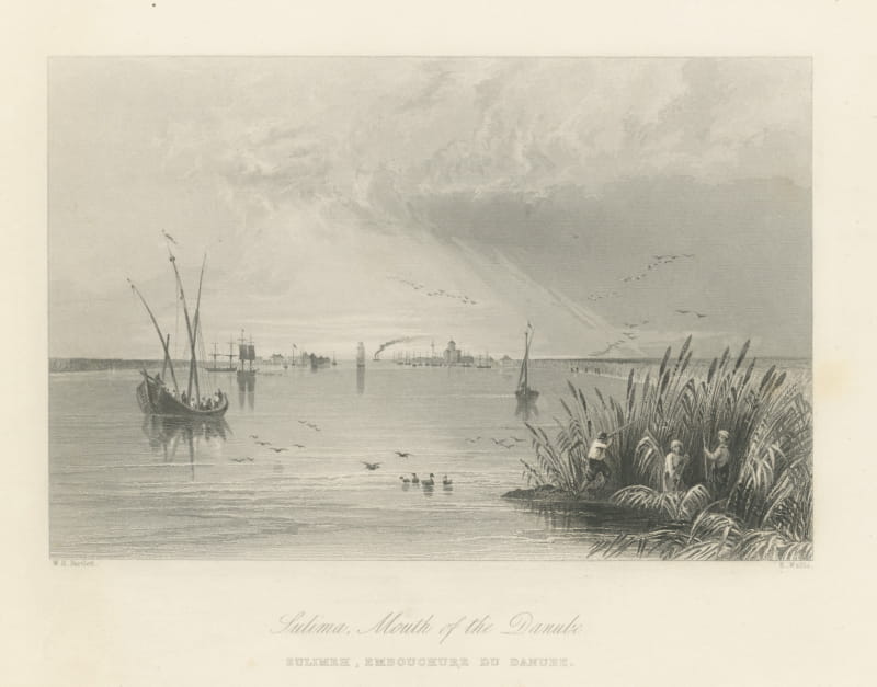 Sulina, Mouth of the Danube after W.H. Bartlett, Steel Engraving, circa 1844